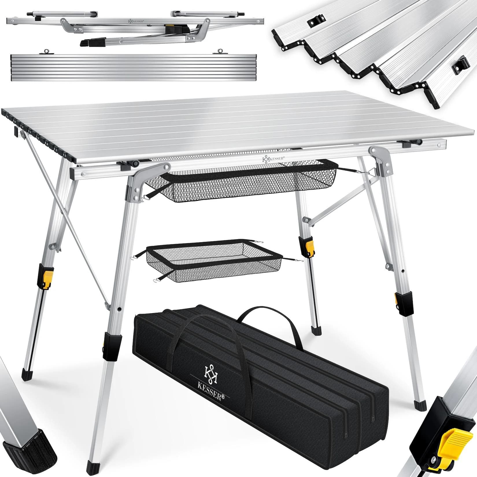 KESSER Campingtisch Aluminium Höhenverstellbar Faltbar mit Tragetasche