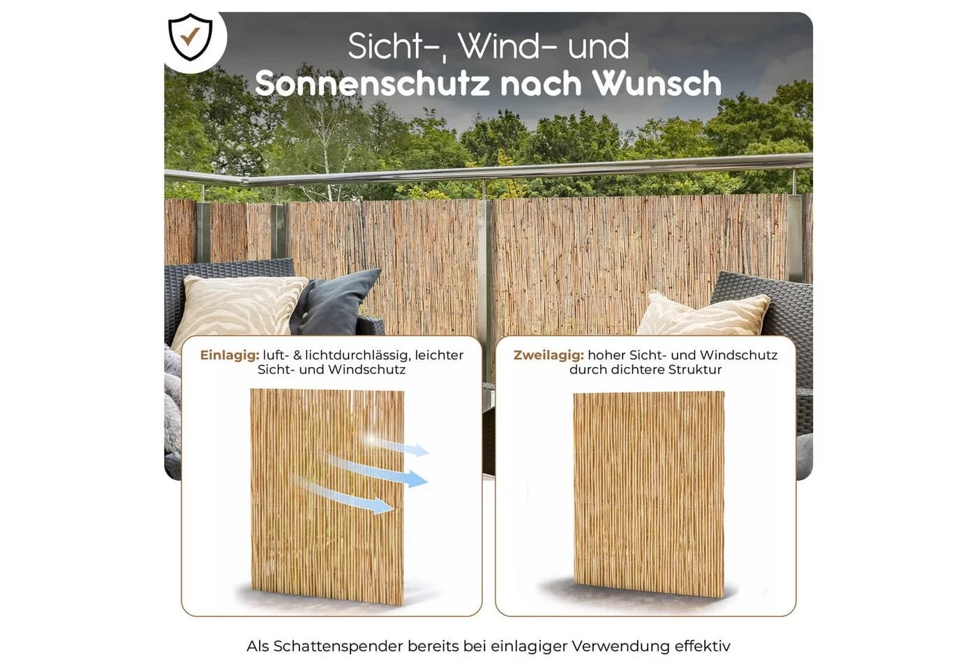 BooGardi Schilfrohrmatte Sichtschutz Natur