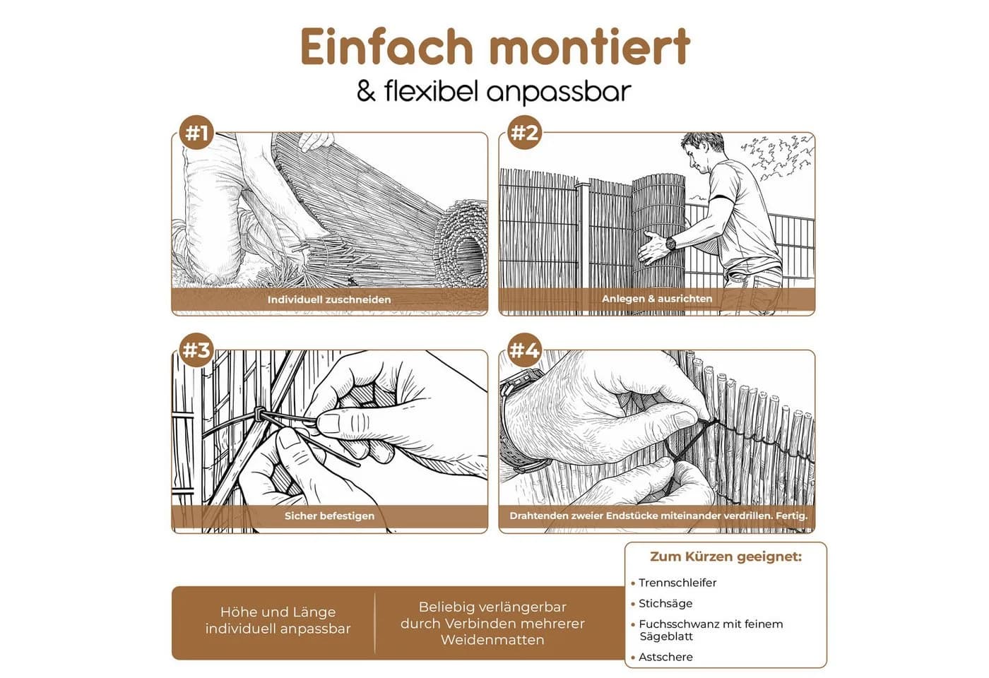 BooGardi Schilfrohrmatte Sichtschutz Natur - Bild 4