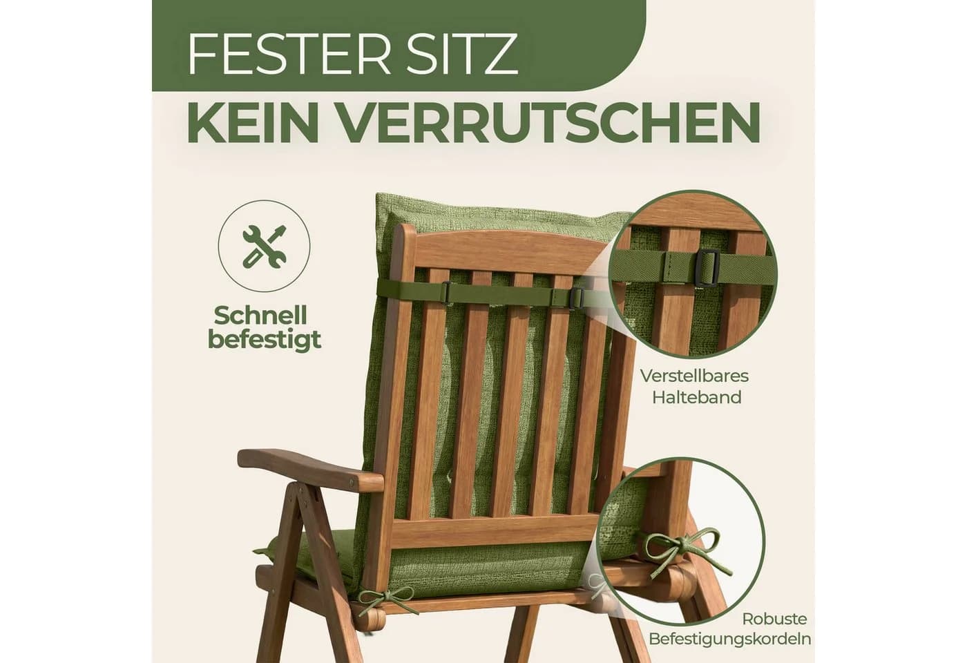 Petsation Hochlehnerauflage Florence Olivgrün mit Schaumstoffpolster - Bild 3