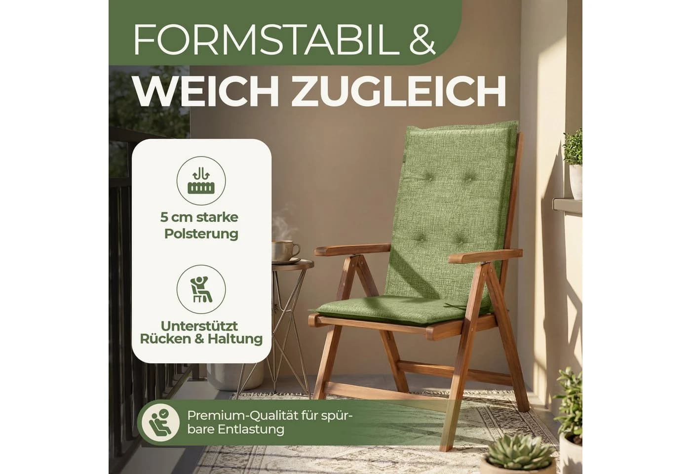 Petsation Hochlehnerauflage Florence Olivgrün mit Schaumstoffpolster - Bild 4