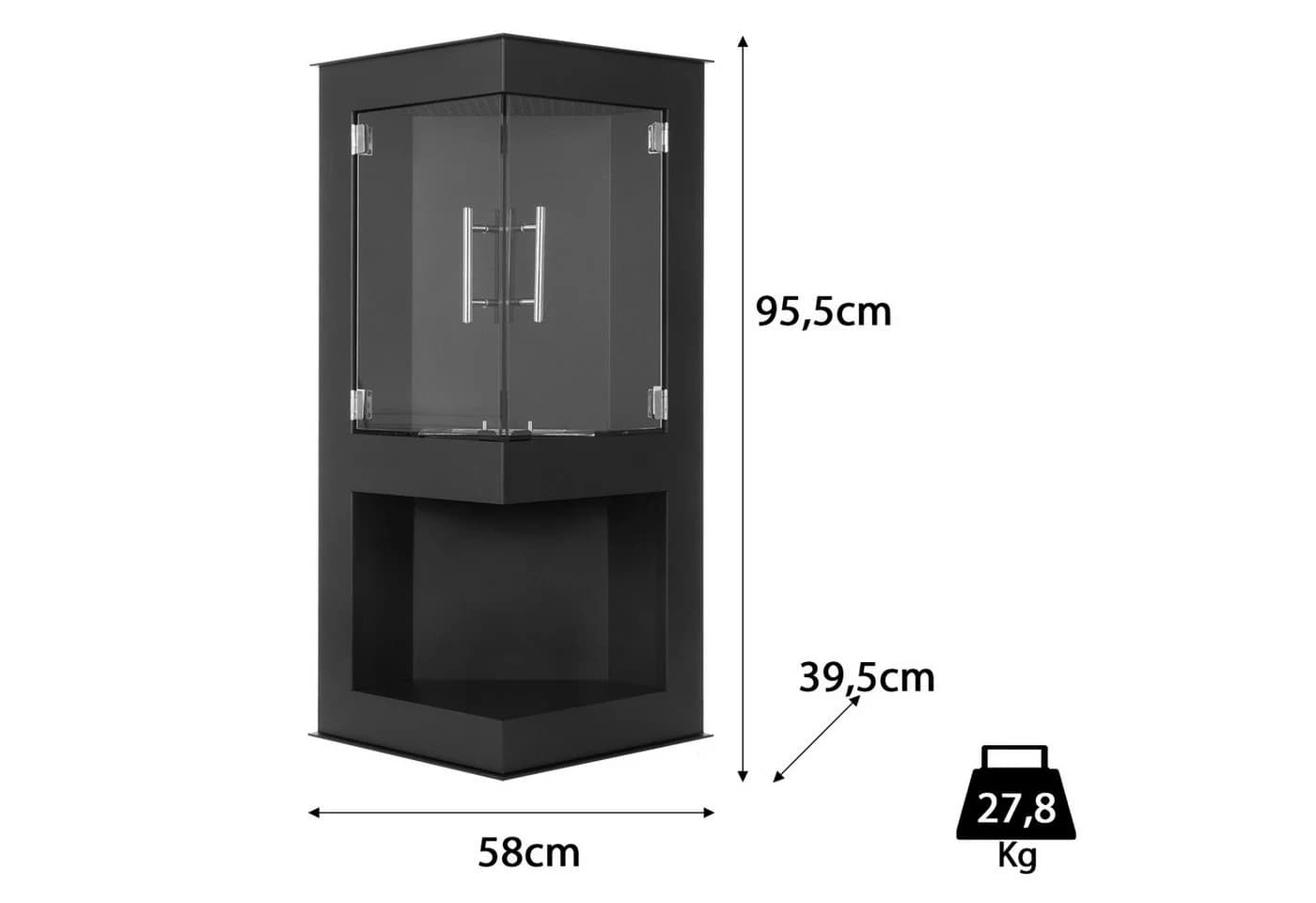 Moritz Wandkamin Eckkamin Bioethanol Metall Glas - Bild 3