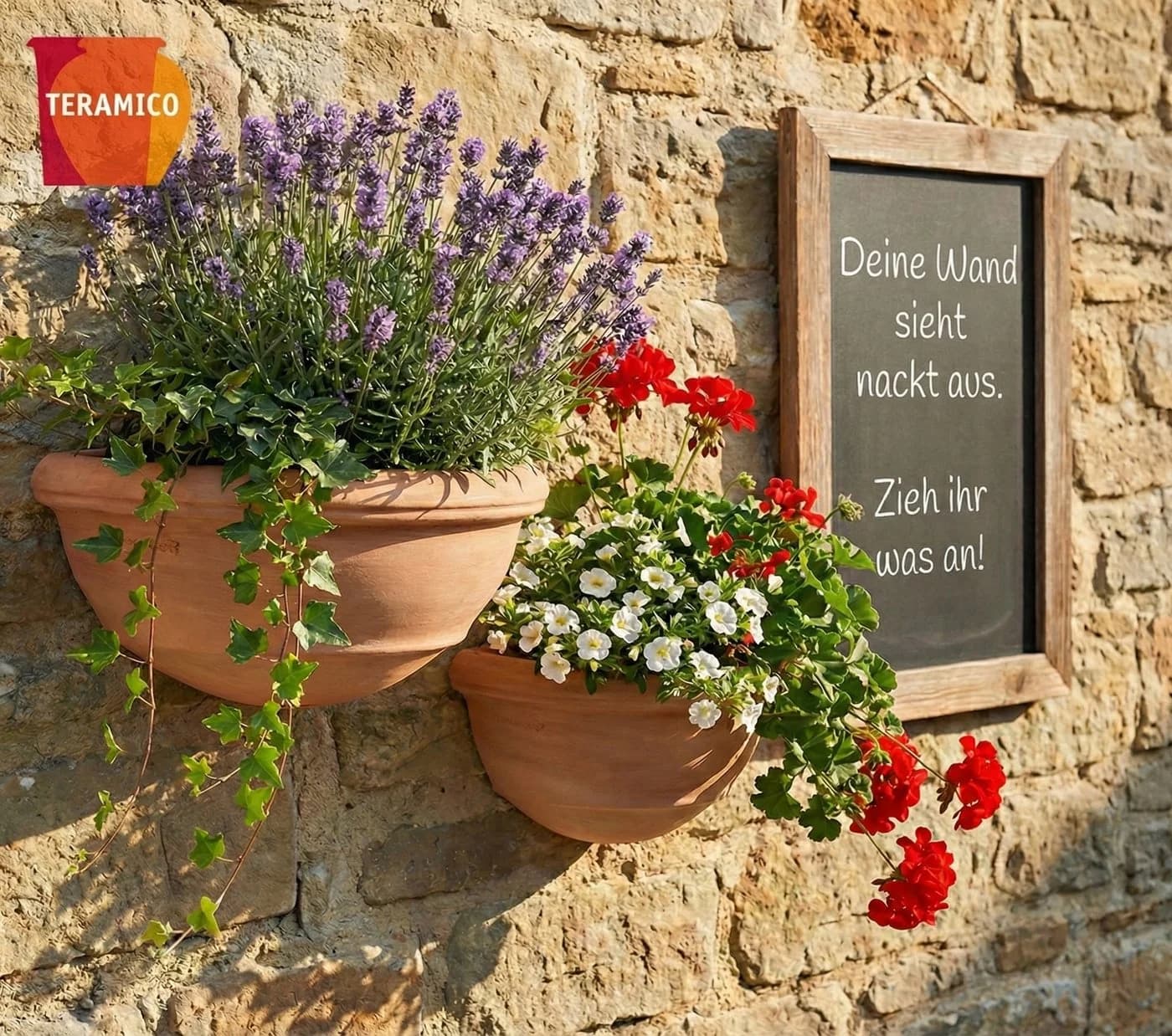 Teramico Blumentopf Wandhänger Terrakotta 41cm Frostfest