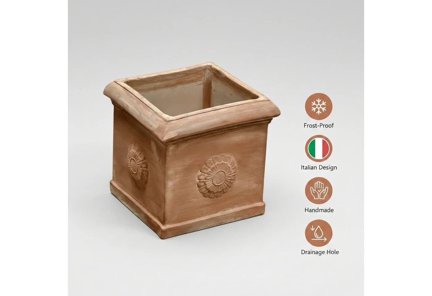 Teramico Blumentopf Terrakotta Cubo Rosone 30cm frostfest - Bild 5