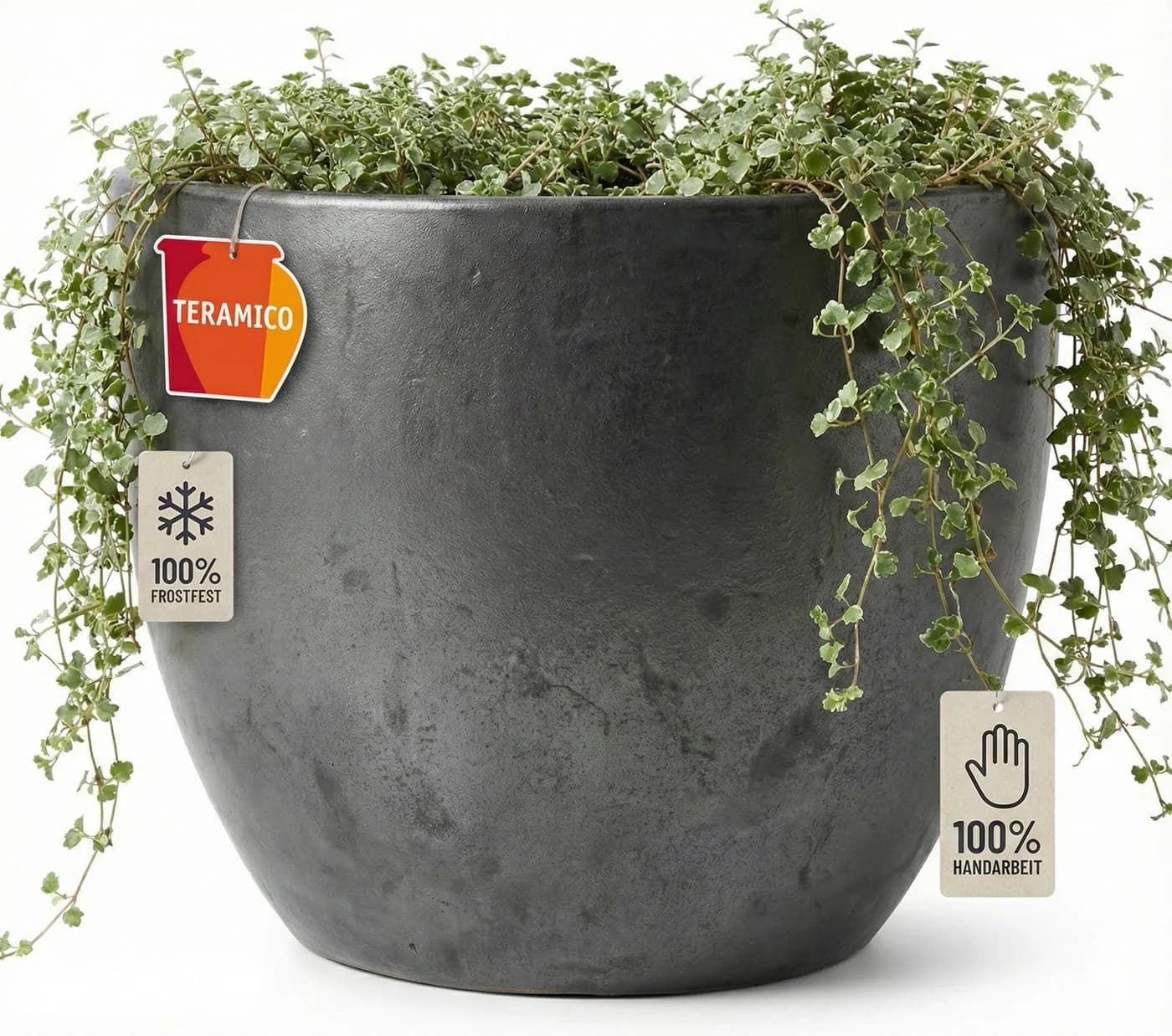 Teramico Blumentopf Egg Pot Anthrazit Frostfest - Bild 2