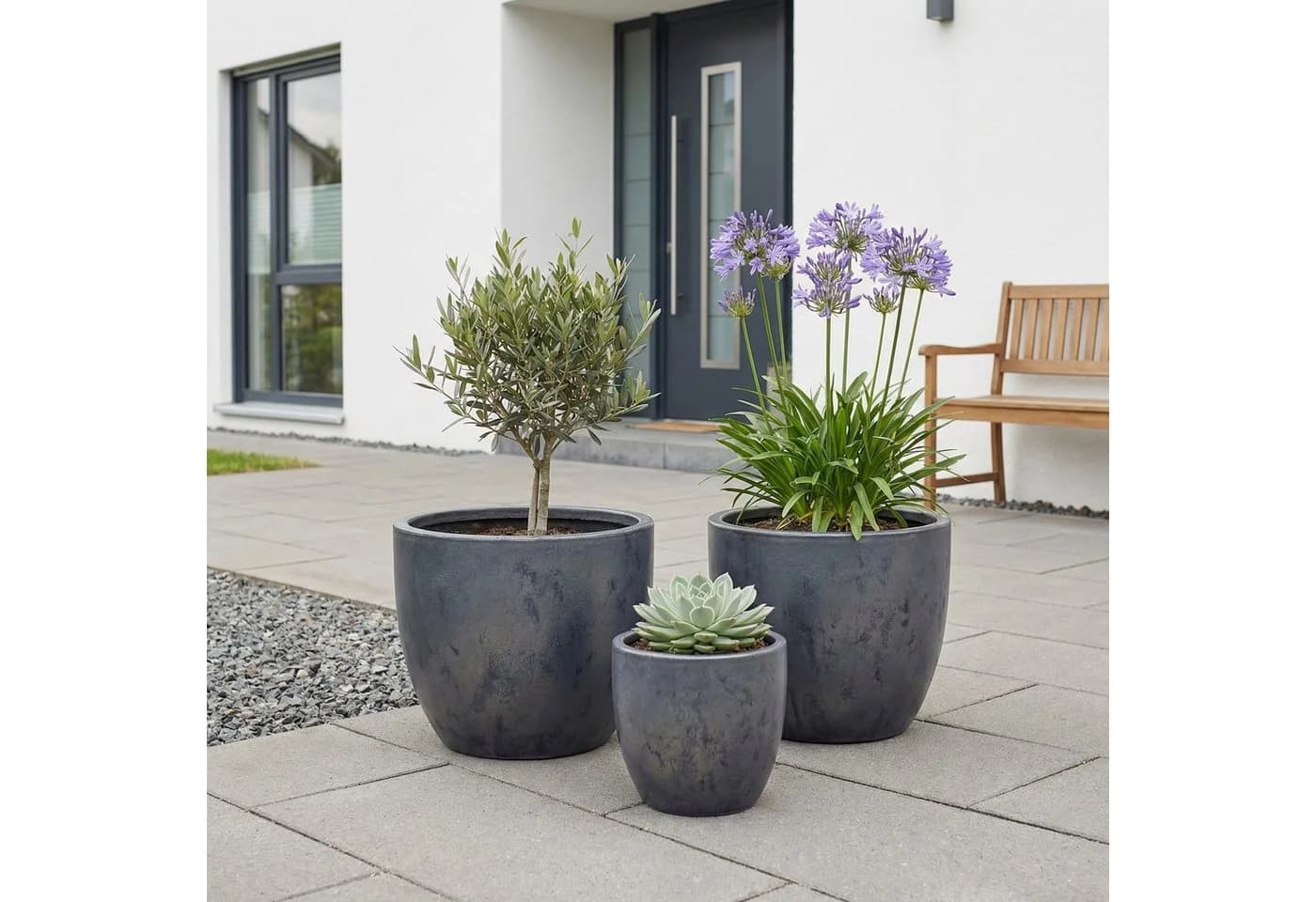 Teramico Blumentopf Egg Pot Anthrazit Frostfest - Bild 3