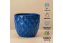 Teramico Blumentopf "Diamant" Royal Blau Glasiert Frostfest Bild 5