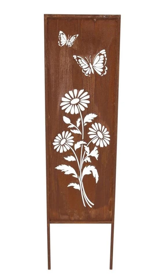 Dekoleidenschaft Gartenstecker Blumen Schmetterlinge Echtrost Finish Metalldeko - Bild 2