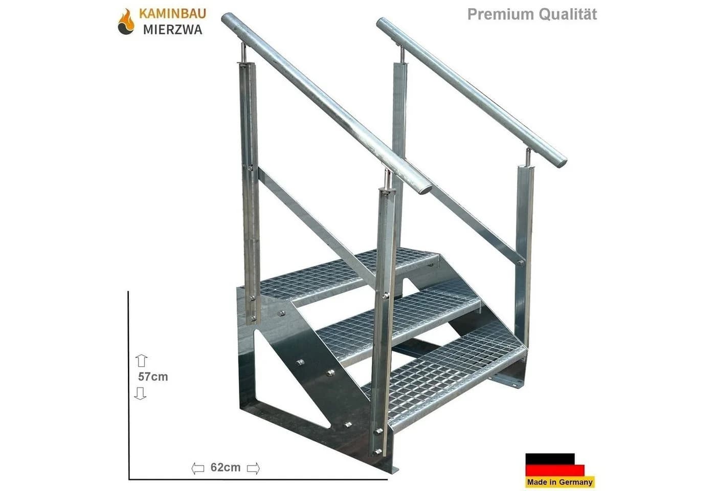Kaminbau Mierzwa Außentreppe Premium Verzinkt mit Geländer