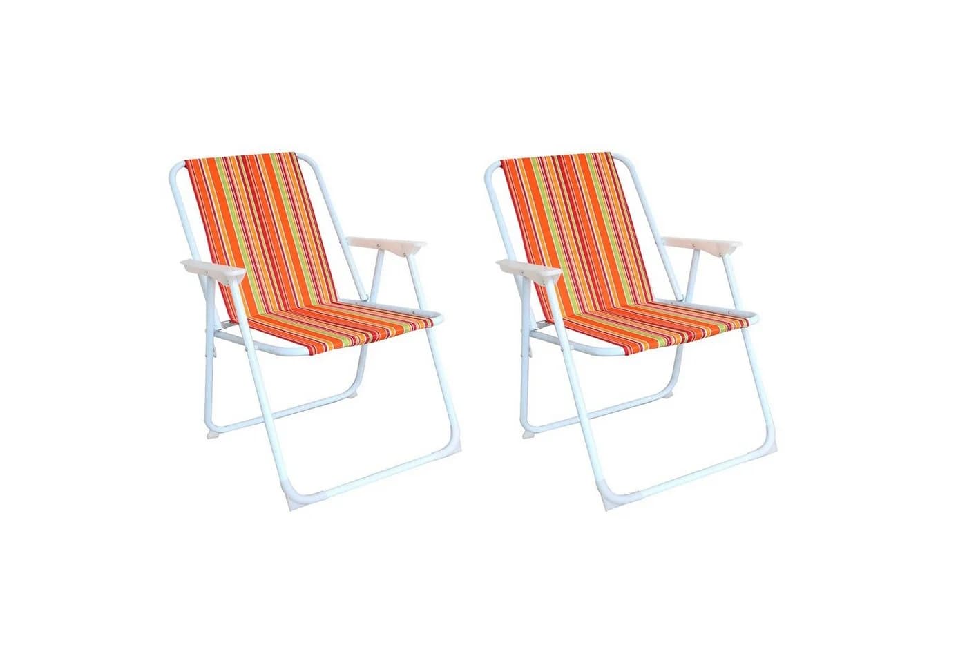 Mojawo Klappstuhl 2er Set Campingstuhl Outdoor Gartenstuhl Tropisch gestreift - Bild 2