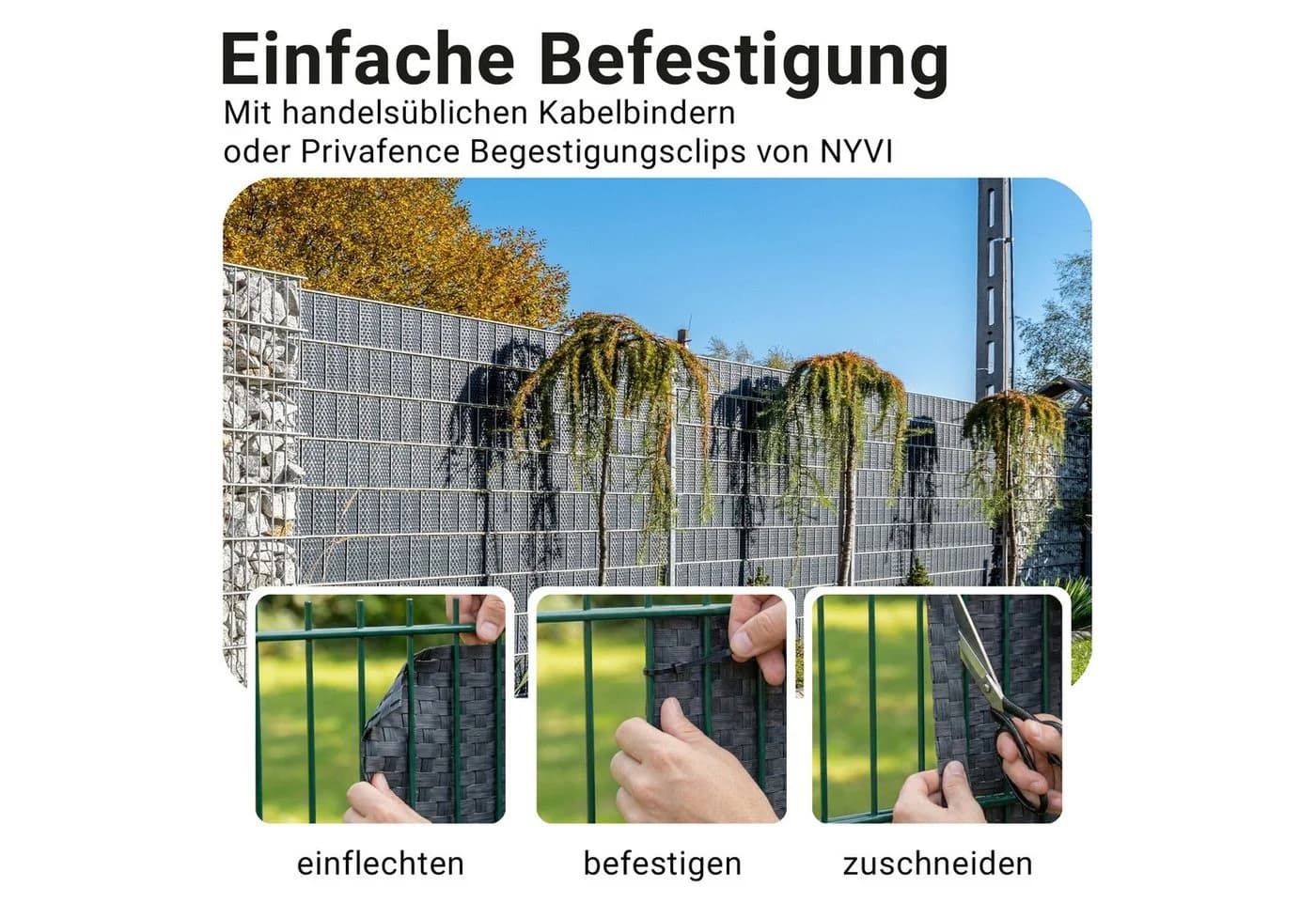 NYVI Sichtschutzstreifen Privafence Weiß 3D Optik - Bild 5