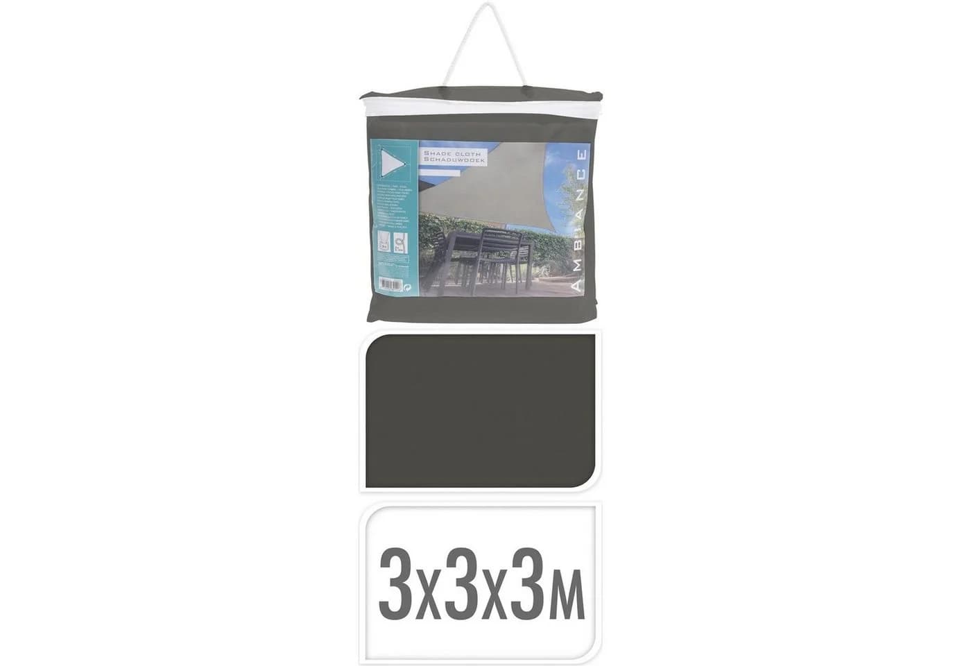 HAC24 Sonnensegel Dreieck 3x3x3m Wasserabweisend Dunkelgrau Polyester
