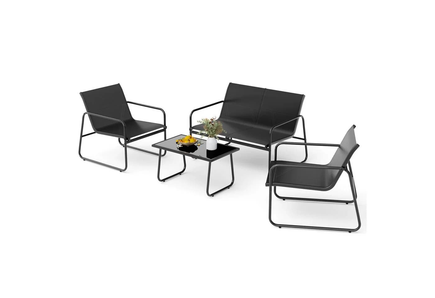 Mondeer Balkonset Gartenmöbel Set 4-tlg Schwarz/Beige - Bild 2