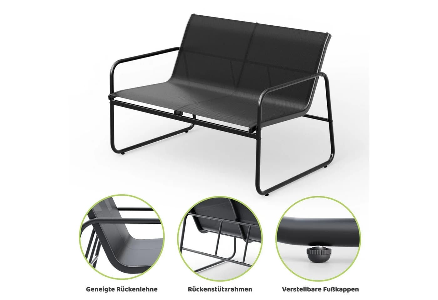 Mondeer Balkonset Gartenmöbel Set 4-tlg Schwarz/Beige - Bild 5