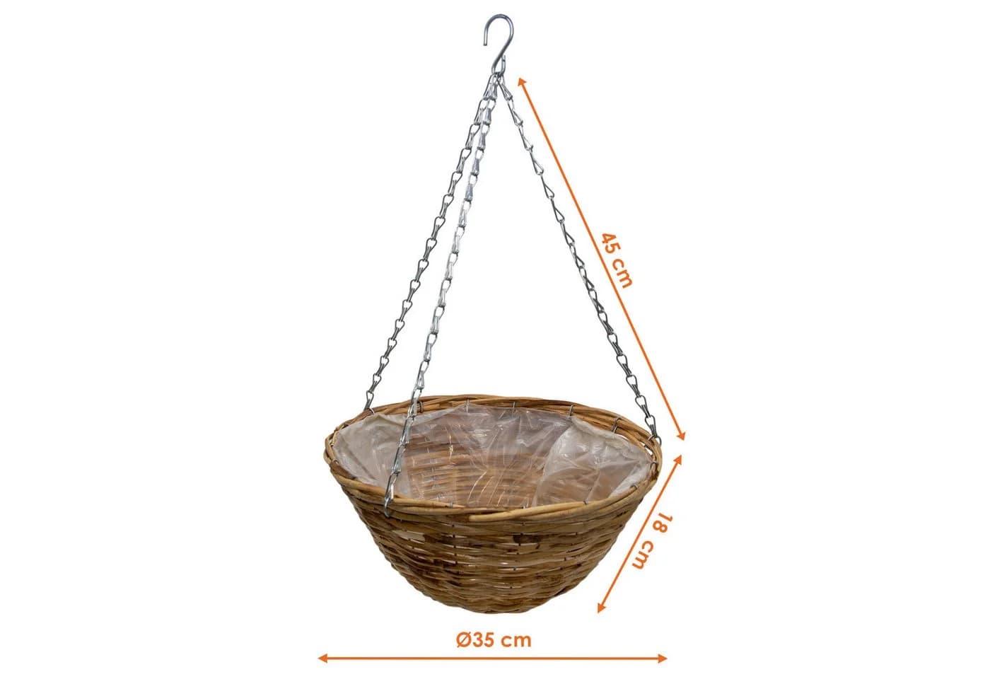 Spetebo Hängekorb aus Weide mit Kette - Pflanzkorb Ø 35 cm