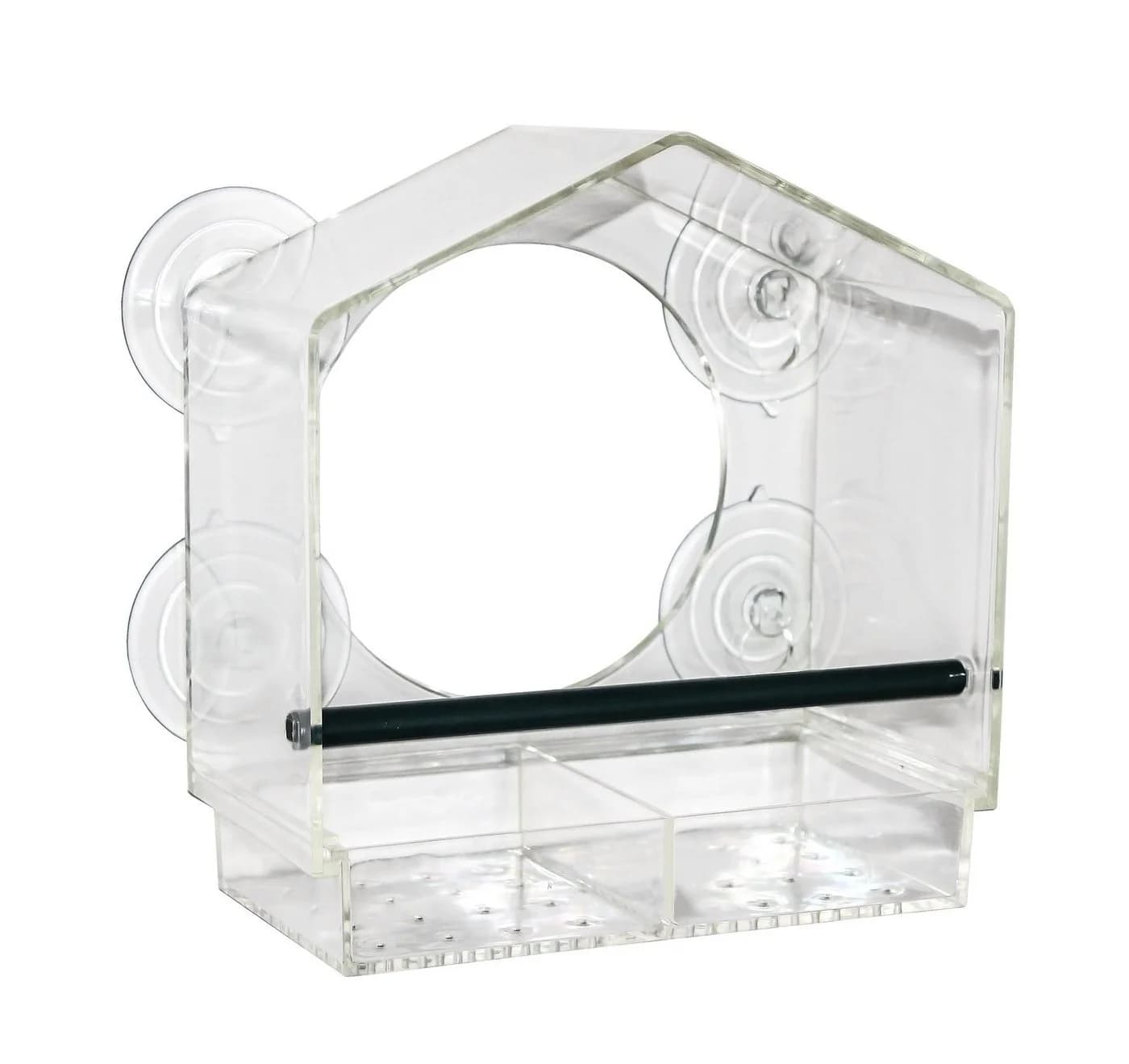 Spetebo Transparentes Fenster-Vogelhaus mit Saugnäpfen und Sitzstange