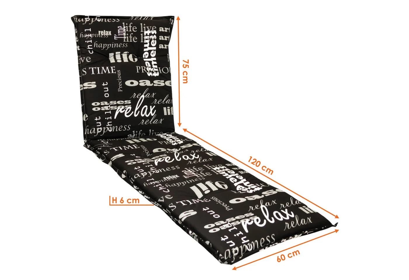 Spetebo Liegenauflage Universal Sonnenliegen Polsterauflage Schwarz/Weiß/Grau