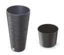 Spetebo Blumentopf Anthrazit Rillen Design Kunststoff Bild 1