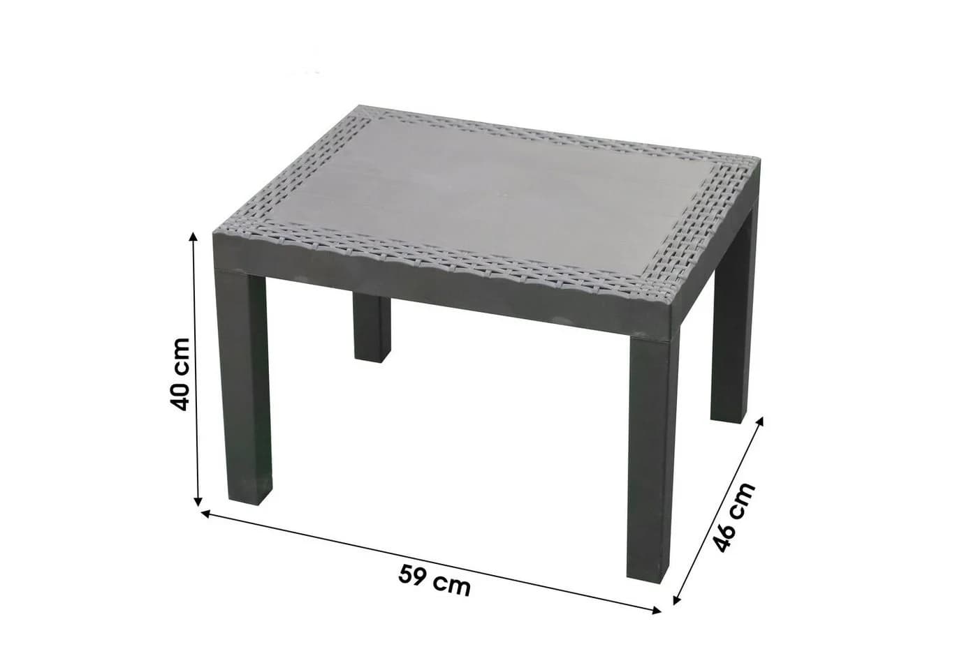 Spetebo Gartentisch Anthrazit Rattan Optik Kunststoff Beistelltisch