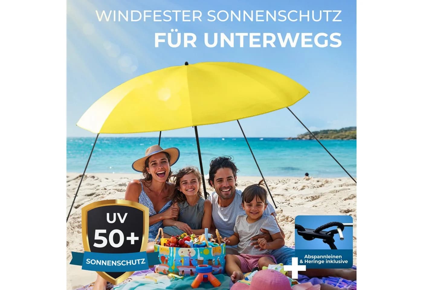 Styngard Sonnenschirm Nizza Gelb UV 50+ Reise