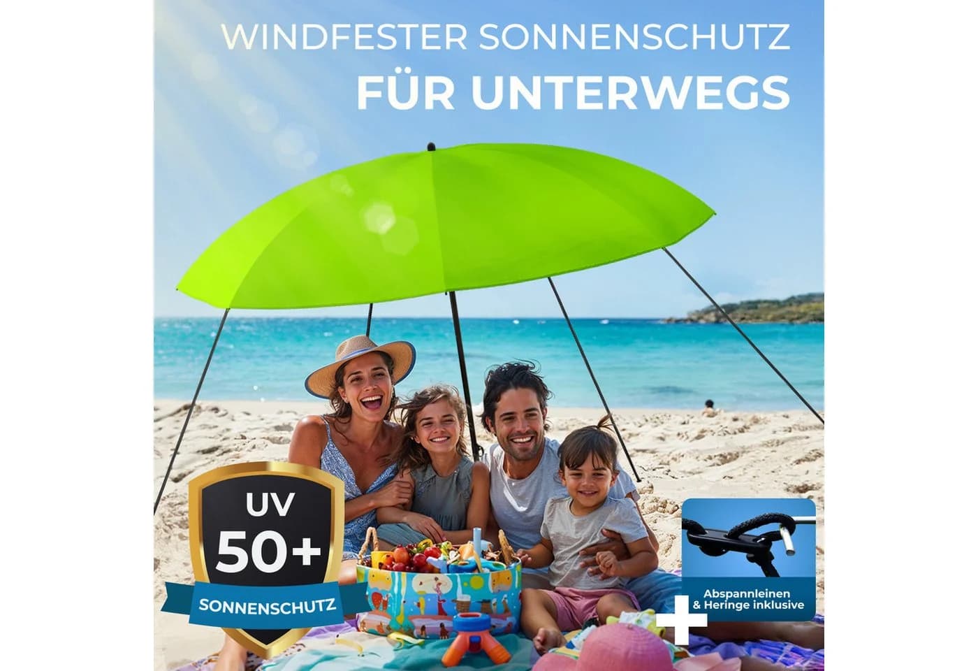 Styngard Reise-Sonnenschirm Nizza Grün UV50+ Faltbar