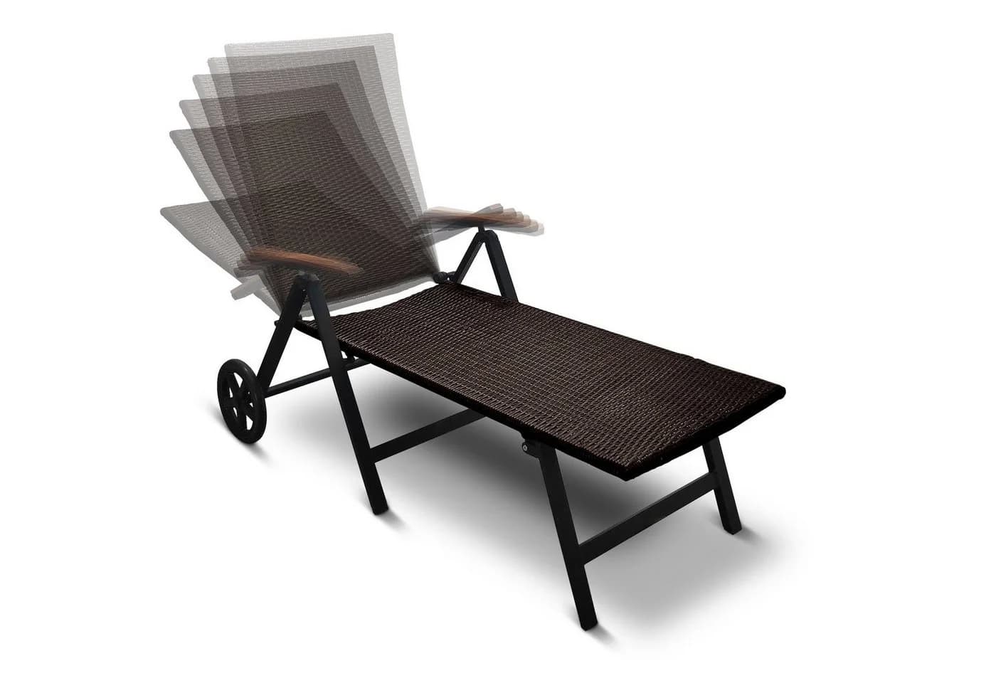 DM-Handel Rollliege Aluminium Rattanliege Braun