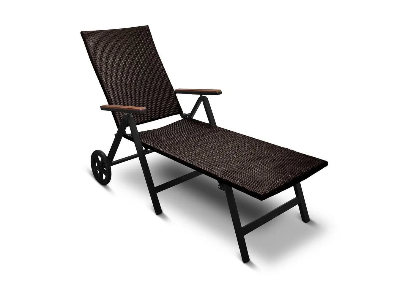 DM-Handel Rollliege Aluminium Rattanliege Braun - Bild 2