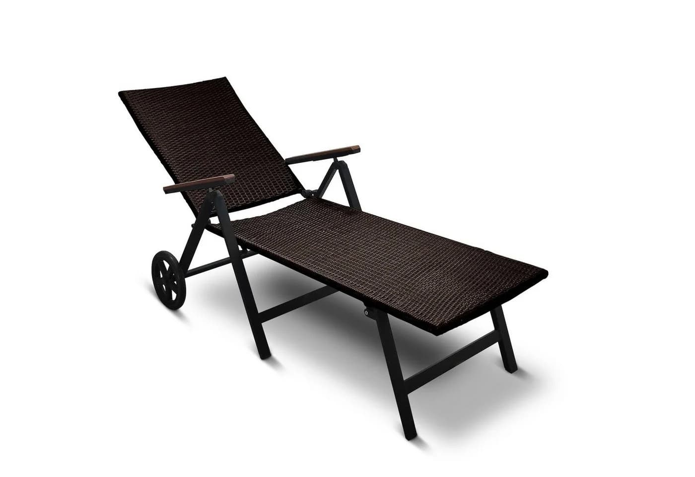 DM-Handel Rollliege Aluminium Rattanliege Braun - Bild 3