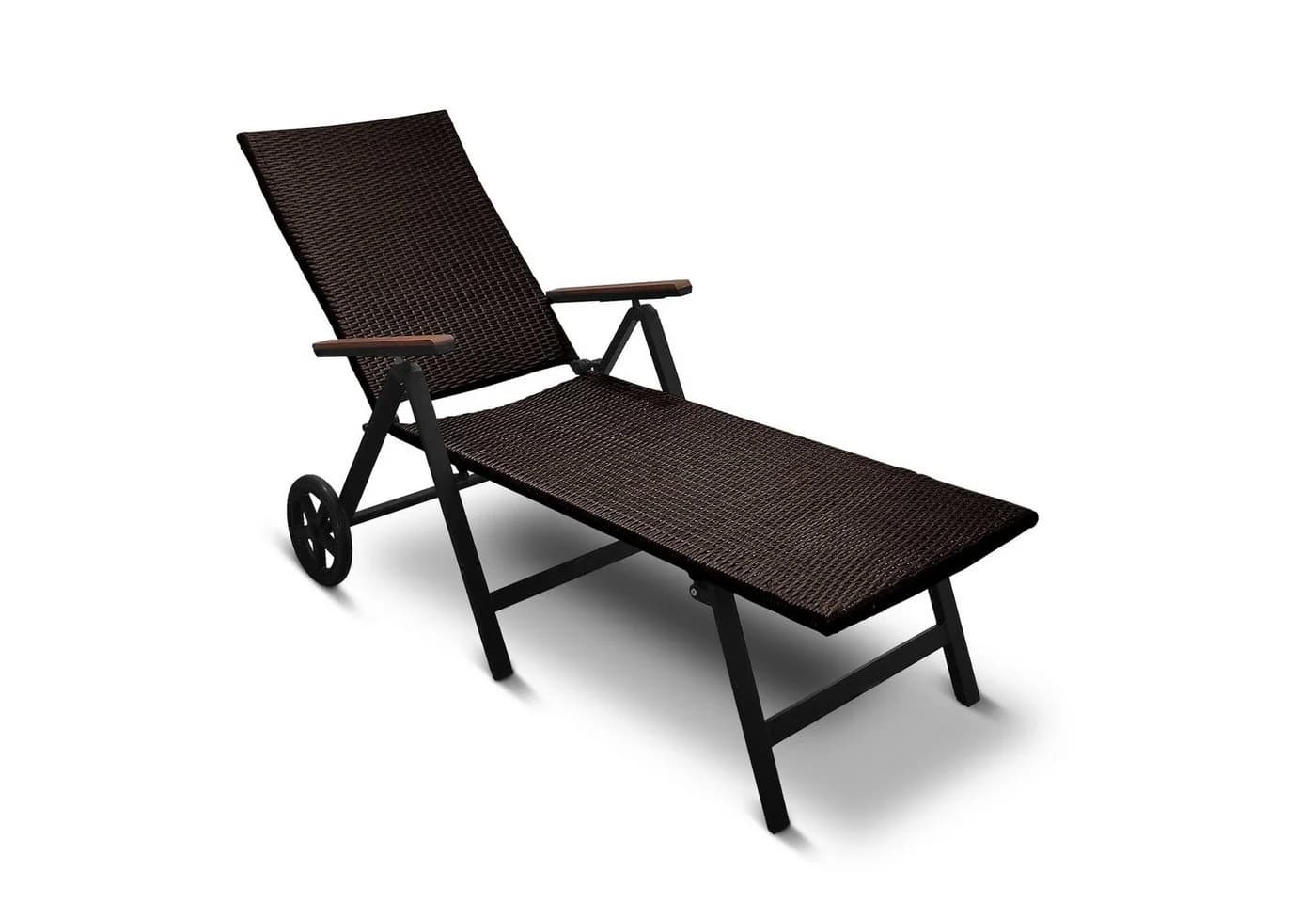 DM-Handel Rollliege Aluminium Rattanliege Braun - Bild 5