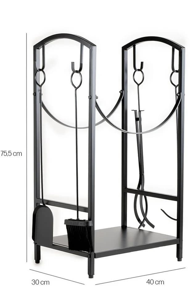 NEUSTEIN Kaminholzregal mit Kaminbesteck Metall Schwarz - Bild 4
