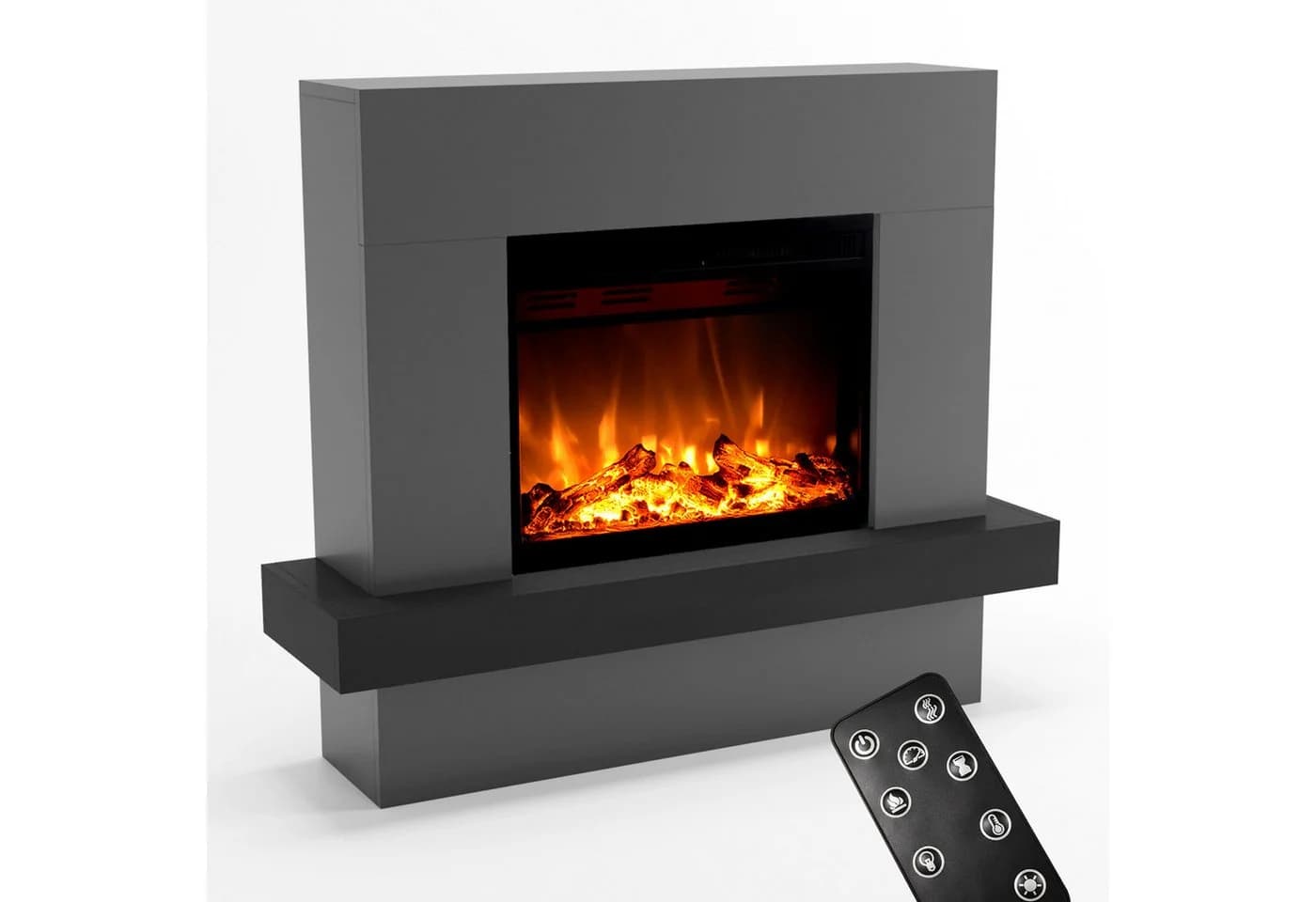 GLOW FIRE Elektrokamin PANDORA Grau/Weiß mit Heizung & LED-Flammeneffekt - Bild 2