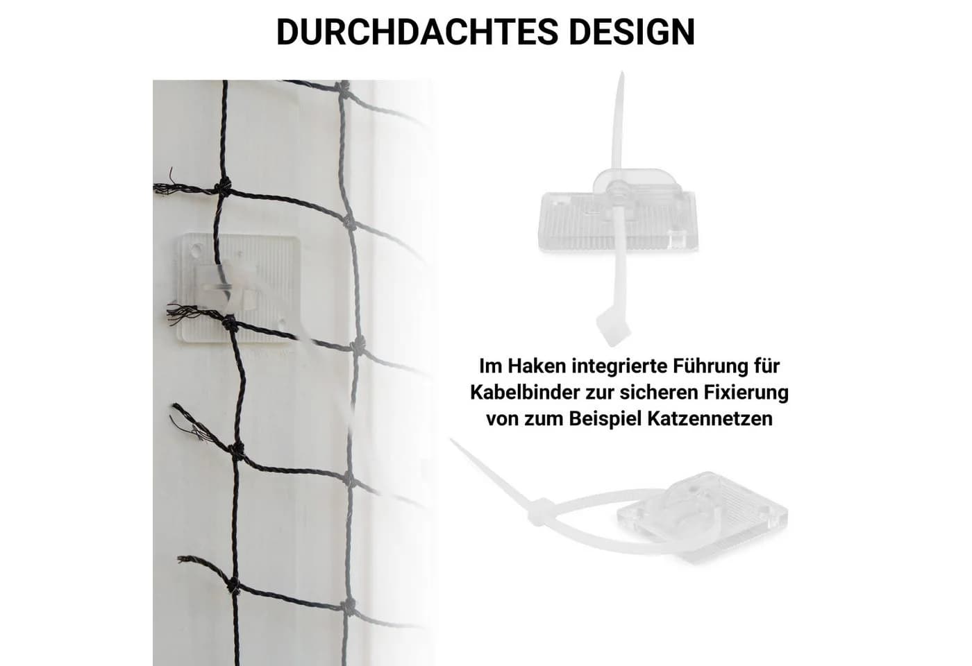 FinoPet Katzennetz Befestigung 25-tlg. mit Klebehaken, UHU Kleber & Kabelbindern - Bild 5