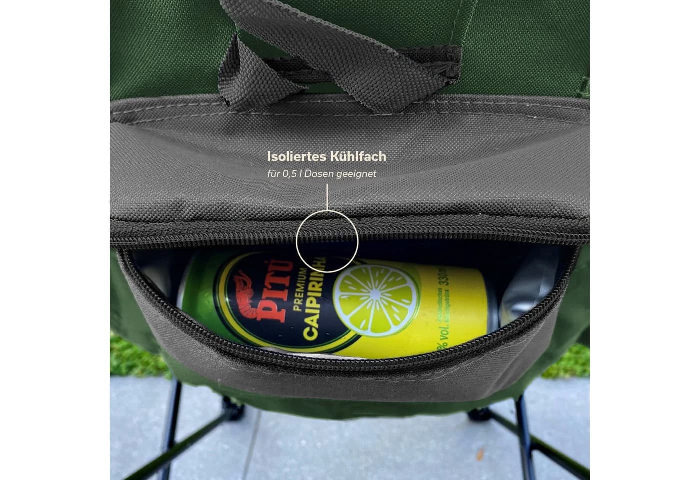 Skandika Moonchair Sirkka Campingstuhl klappbar grün mit Kühlfach - Bild 4