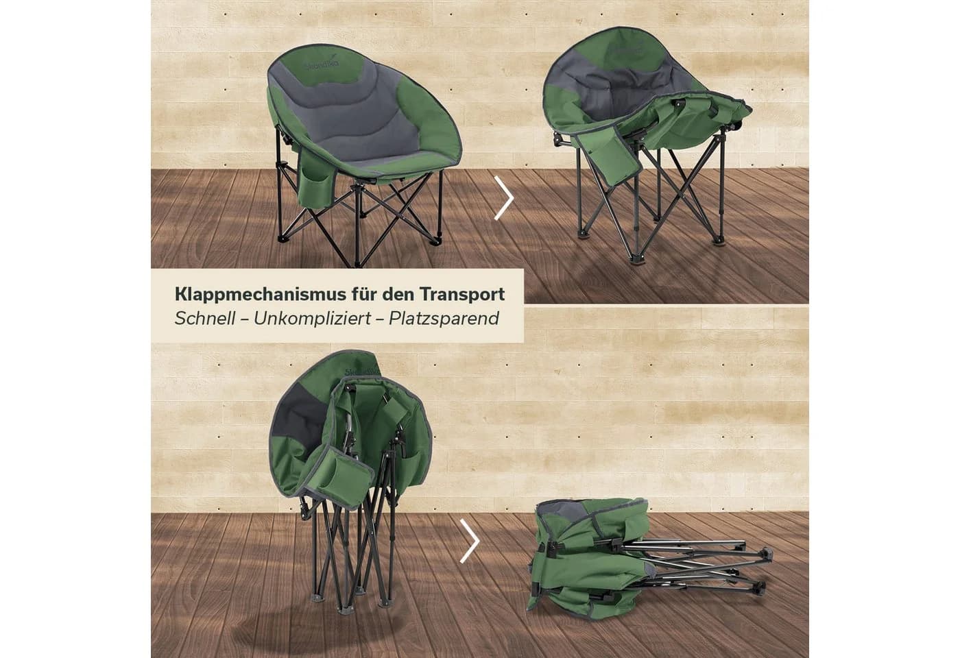 Skandika Moonchair Sirkka Campingstuhl klappbar grün mit Kühlfach - Bild 5