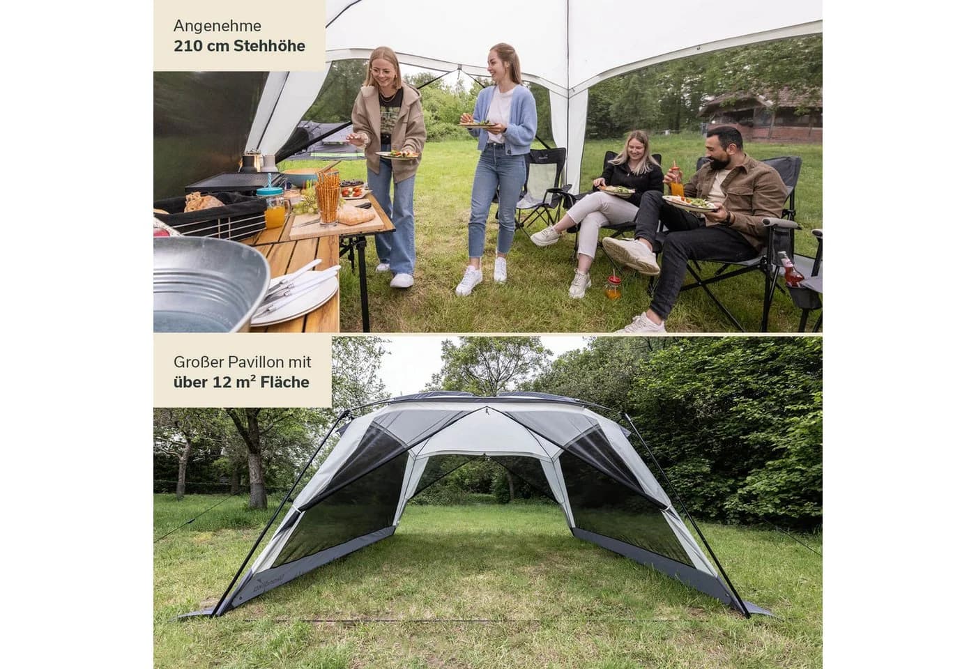 Skandika Pavillon Fortun Outdoor Shelter Grau mit Moskitonetz - Bild 5