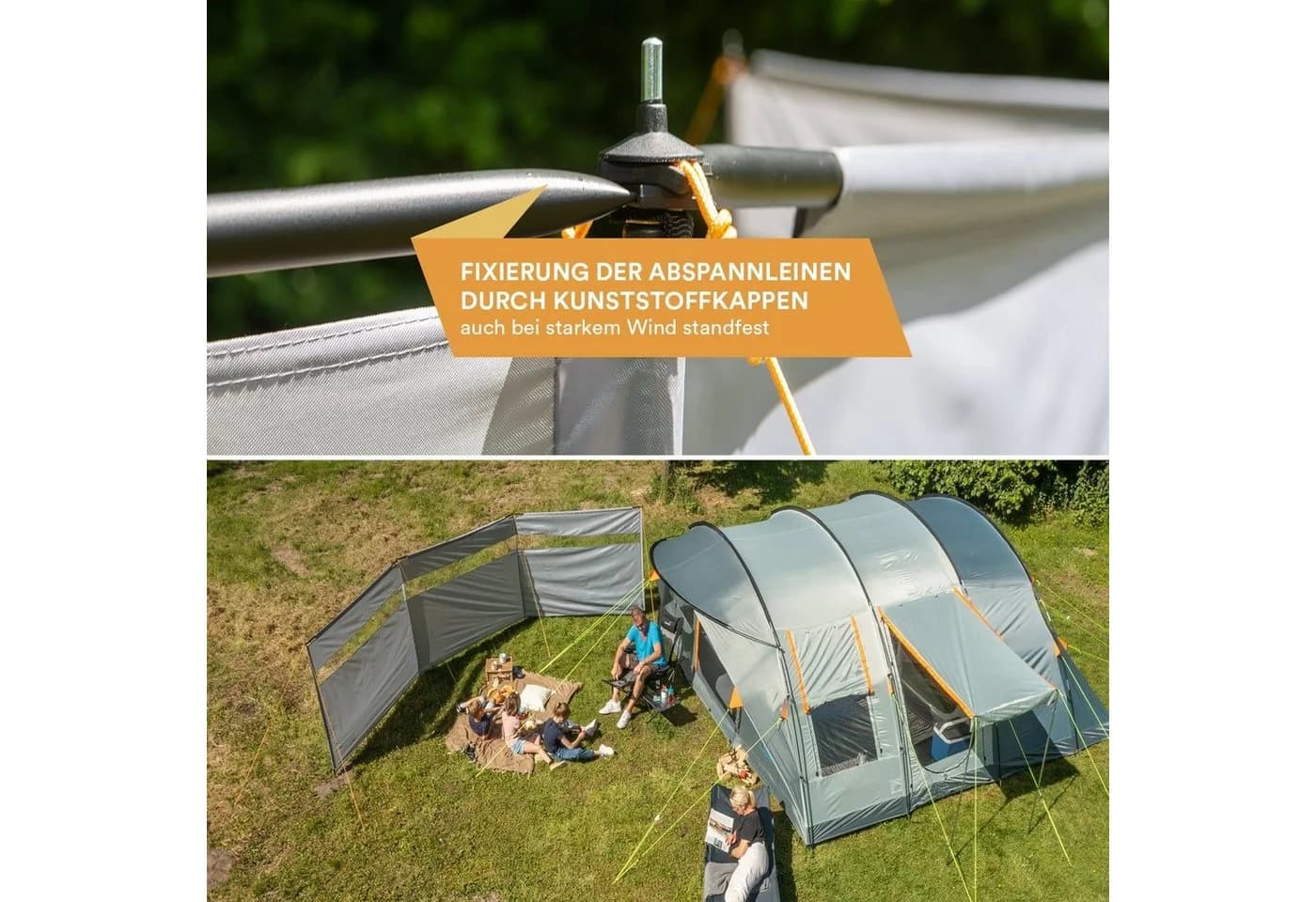 Skandika Windschutz Bora Hellgrau Camping Sichtschutz mit Stangen - Bild 4