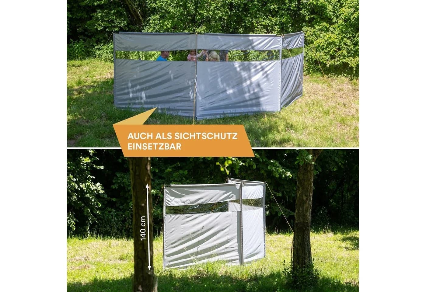 Skandika Windschutz Bora Hellgrau Camping Sichtschutz mit Stangen - Bild 5
