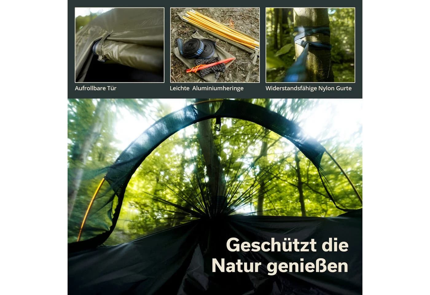 Skandika Hängemattenzelt Rian Ultraleicht 1 Person Grün - Bild 5