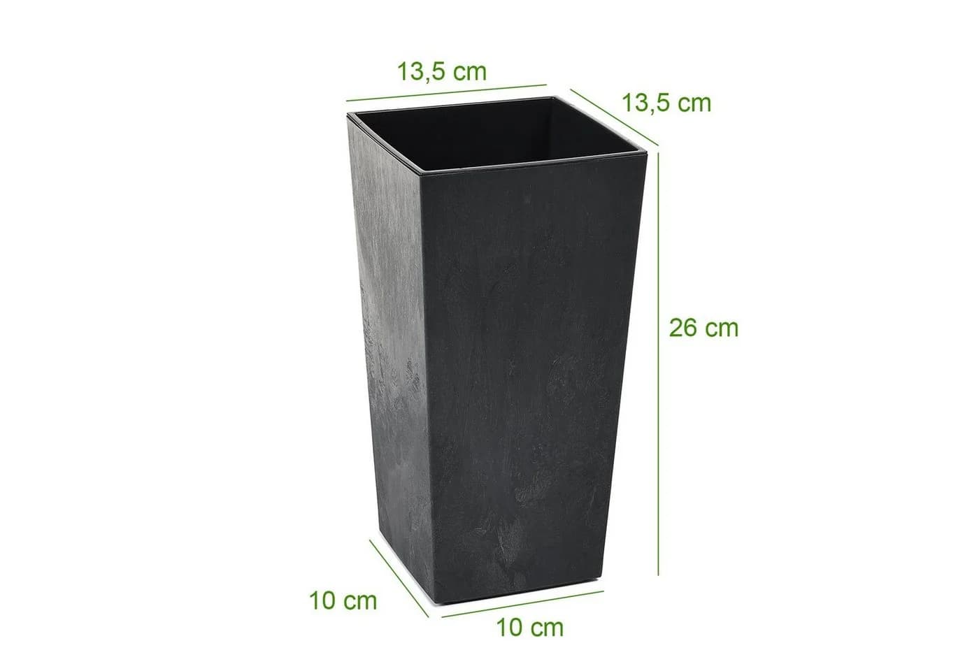 KAGM Pflanzkübel Blumenkübel Blumentopf in Betonoptik Schwarz mit Pflanzeinsatz