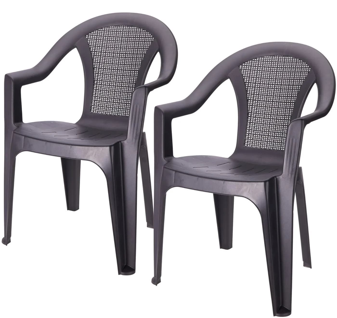 Progarden Stapelstuhl Gartenstuhl Kunststoff Anthrazit Stapelbar 2 er Set