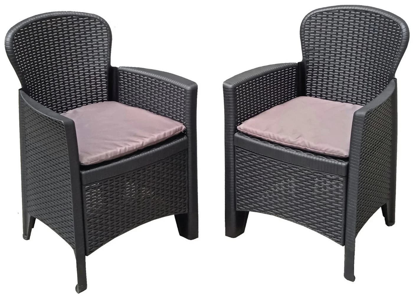 Progarden Gartensessel 2er Set Anthrazit Polypropylen mit Kissen - Bild 2