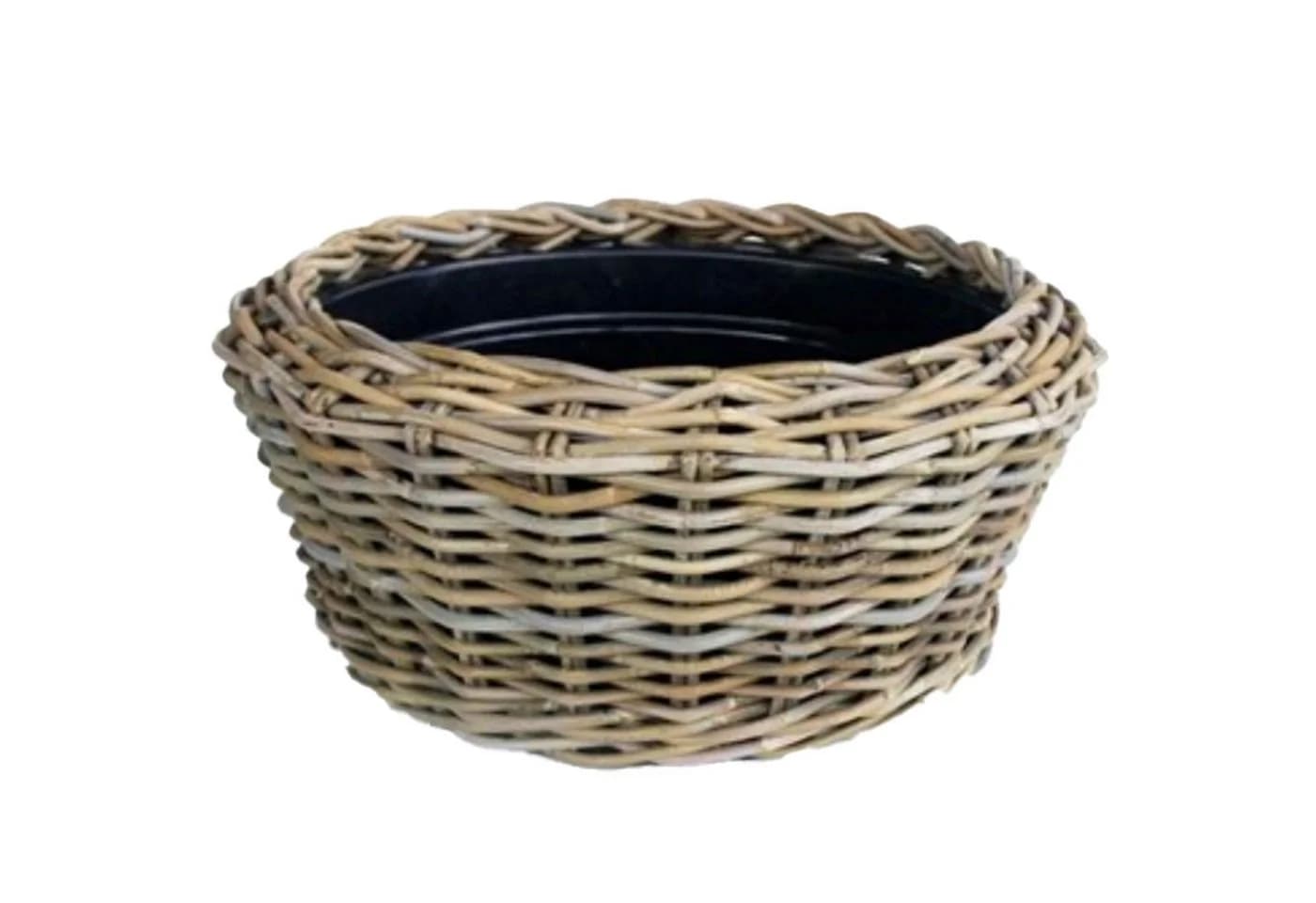 Blumentopf Sylter Korb, Rattan und Kunststoff, Braun und Schwarz - Bild 2