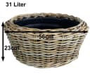 Blumentopf Sylter Korb, Rattan und Kunststoff, Braun und Schwarz Bild 3