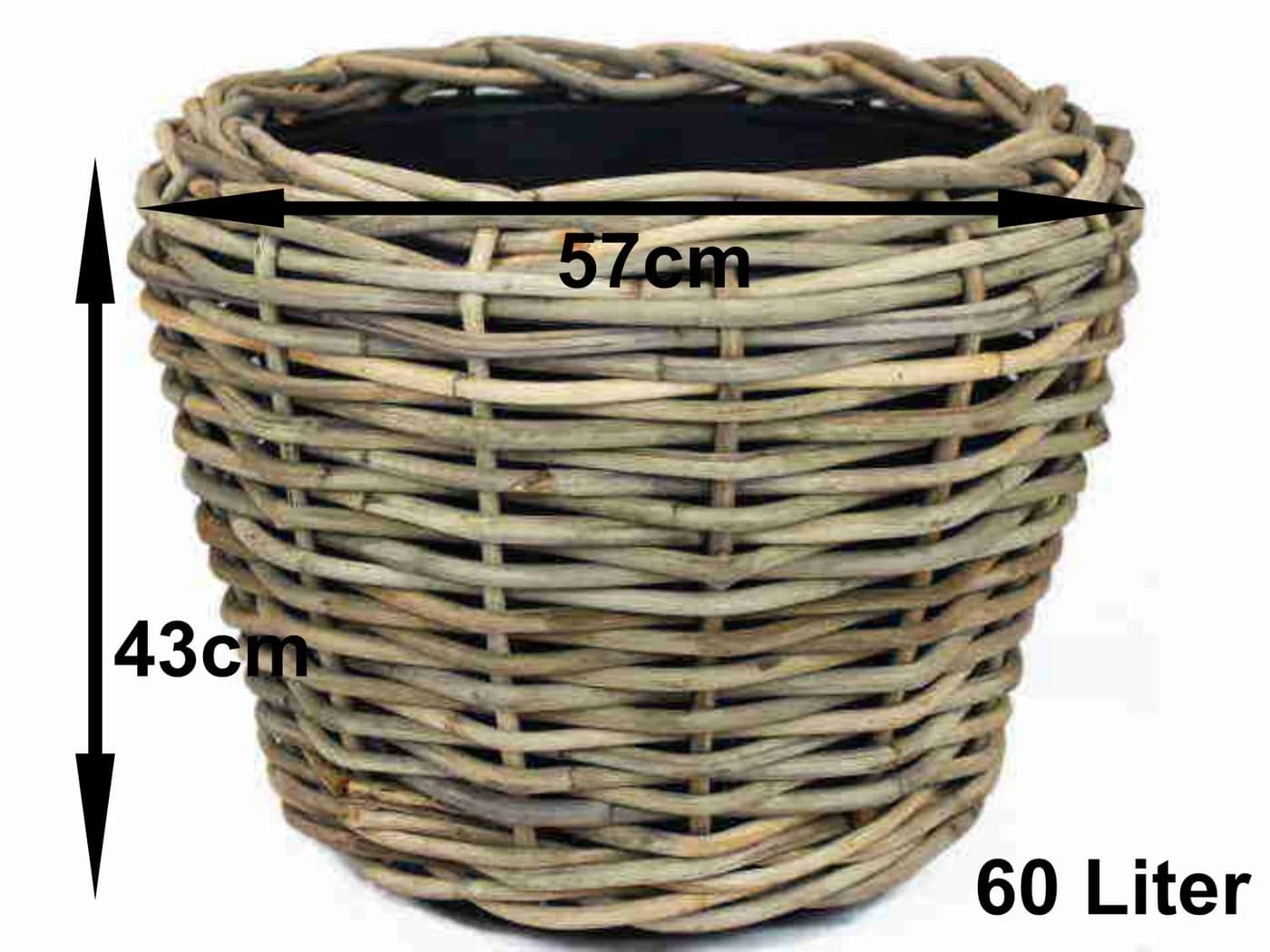 Van der Leeden Pflanzkorb Rattan Braun 60L Indoor Outdoor - Bild 3
