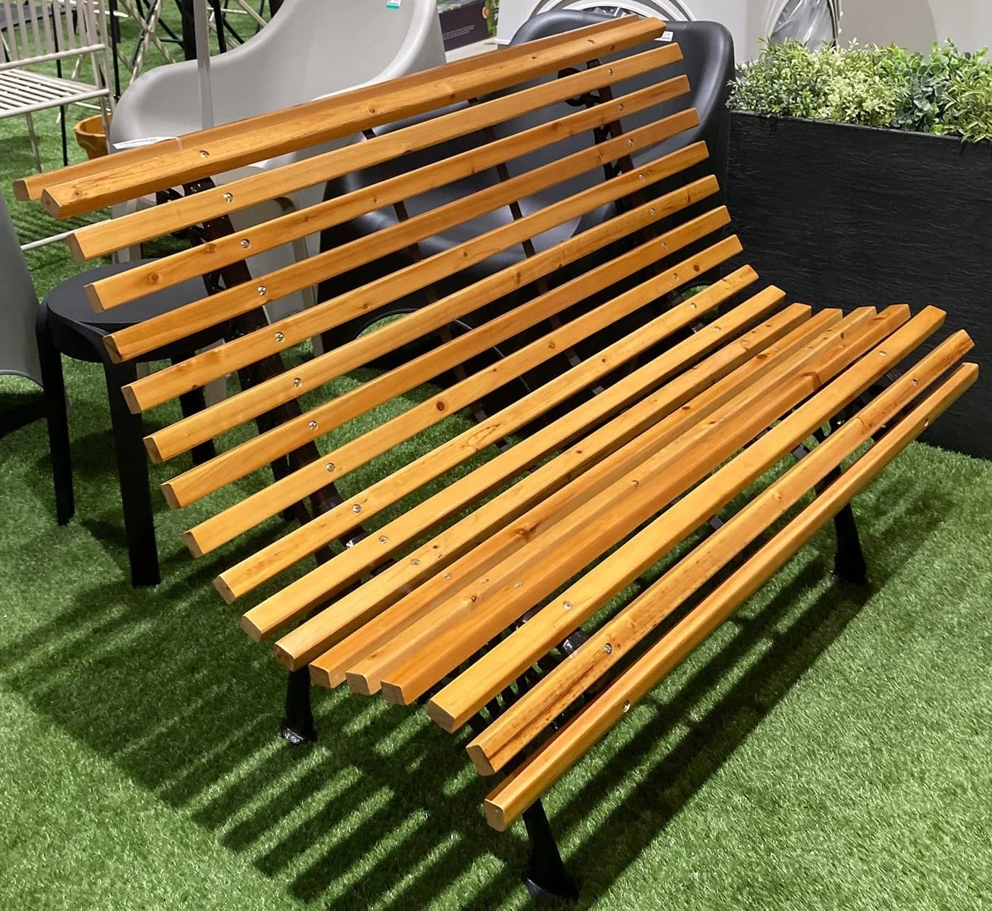 Koopman Gartenbank Parkbank Holz Metall Braun/Schwarz 2-Sitzer - Bild 4