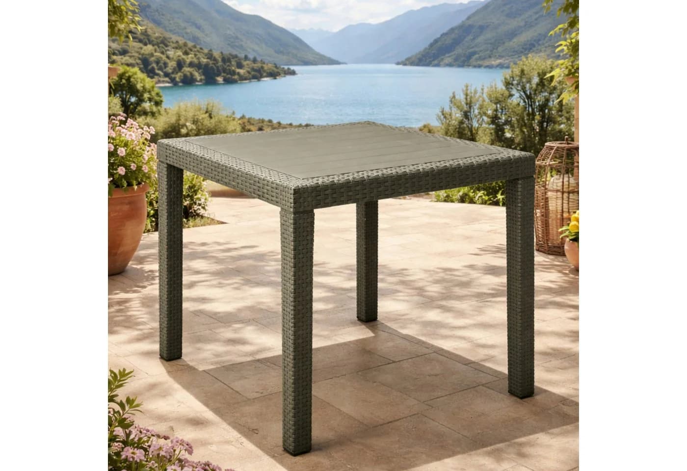 Progarden Gartentisch Rattanoptik Grün UV-beständig Wetterfest - Bild 2