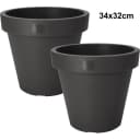Koopman Pflanzkübel Schwarz 2er Set Kunststoff Bild 2