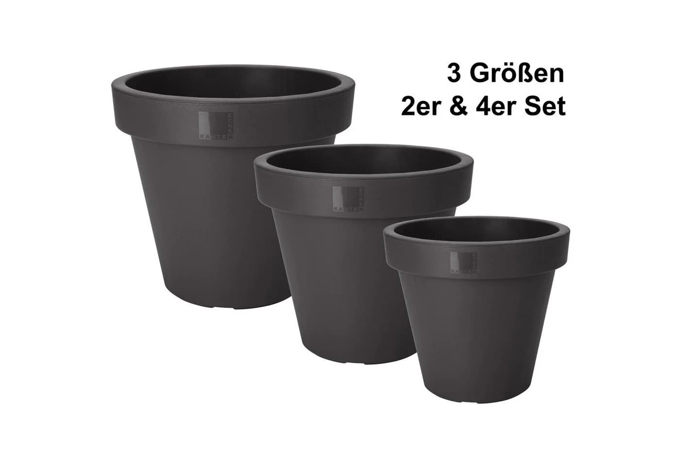 Koopman Pflanzkübel Schwarz 2er Set Kunststoff - Bild 5