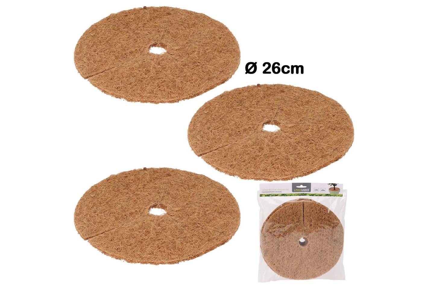 Koopman Kokosscheibe 3er Set Ø26 cm Braune Mulchscheiben - Bild 2