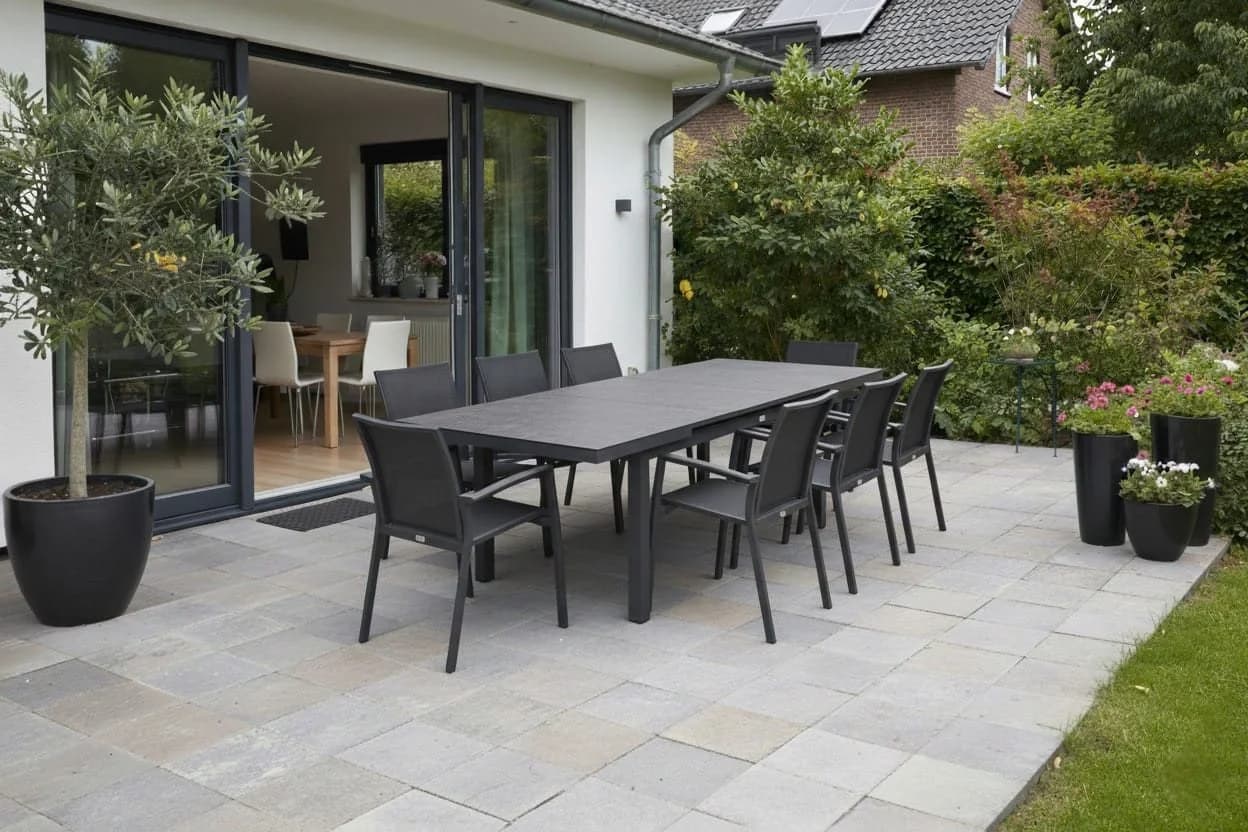 TEICO GROUP Garten-Essgruppe 9-tlg. Anthrazit Aluminium mit stapelbaren Stühlen